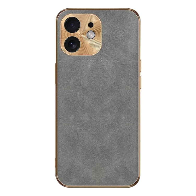 For iPhone 12 Electroplating Lambskin Leather Phone Case