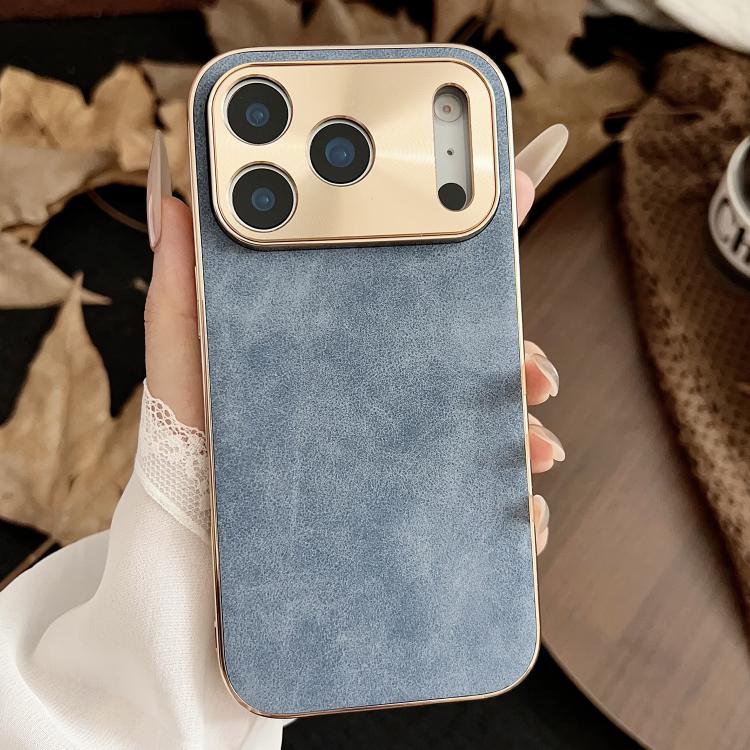 For iPhone 17 Pro Max Electroplating Lambskin Leather Phone Case