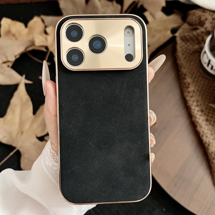For iPhone 17 Pro Max Electroplating Lambskin Leather Phone Case