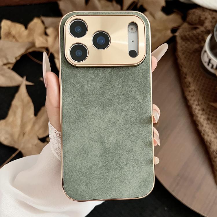 For iPhone 17 Pro Electroplating Lambskin Leather Phone Case