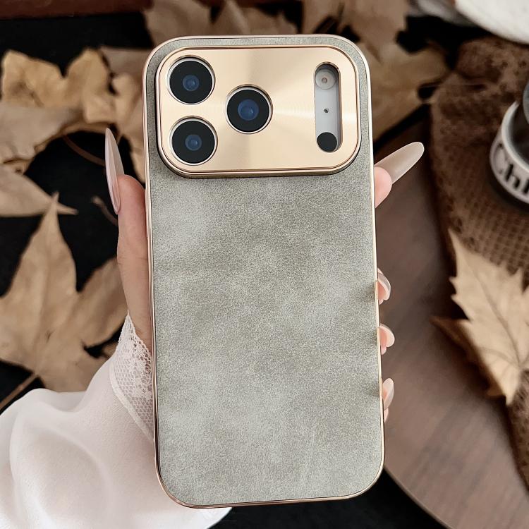 For iPhone 17 Pro Electroplating Lambskin Leather Phone Case