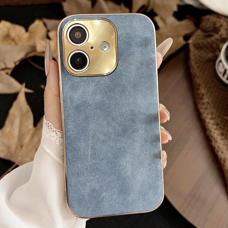 For iPhone 17 Electroplating Lambskin Leather Phone Case