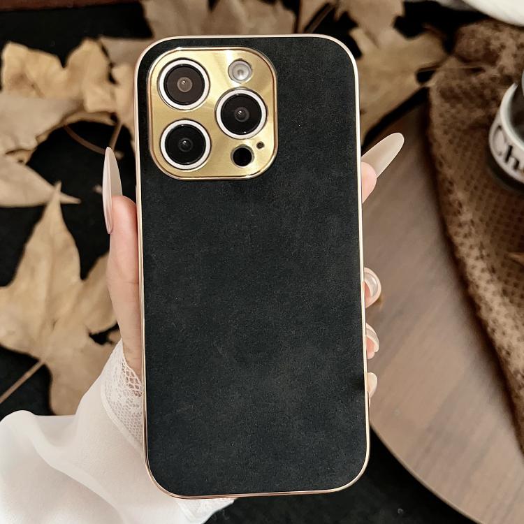 For iPhone 16 Pro Max Electroplating Lambskin Leather Phone Case