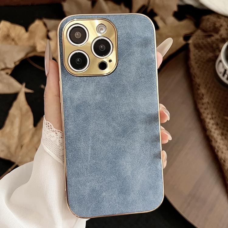 For iPhone 16 Pro Electroplating Lambskin Leather Phone Case