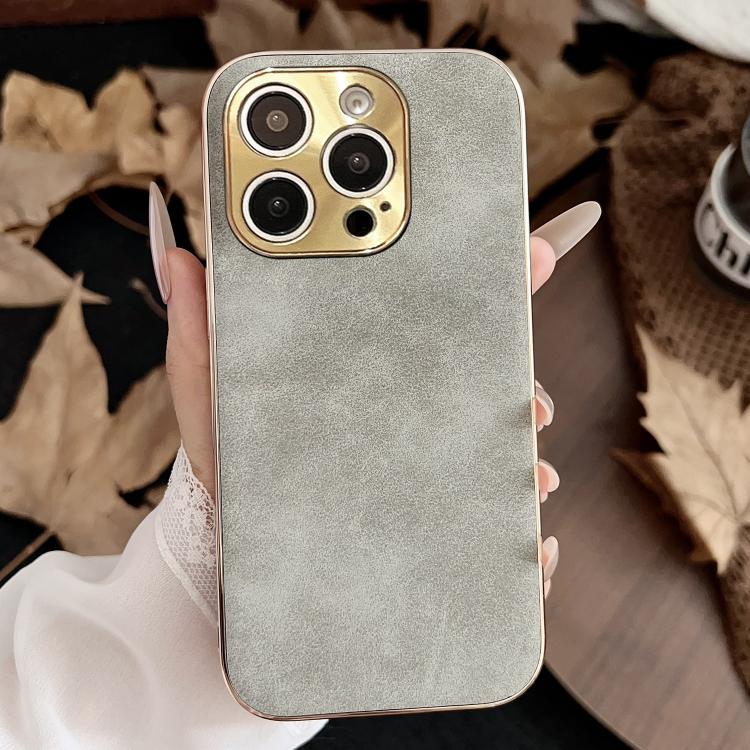 For iPhone 16 Pro Electroplating Lambskin Leather Phone Case