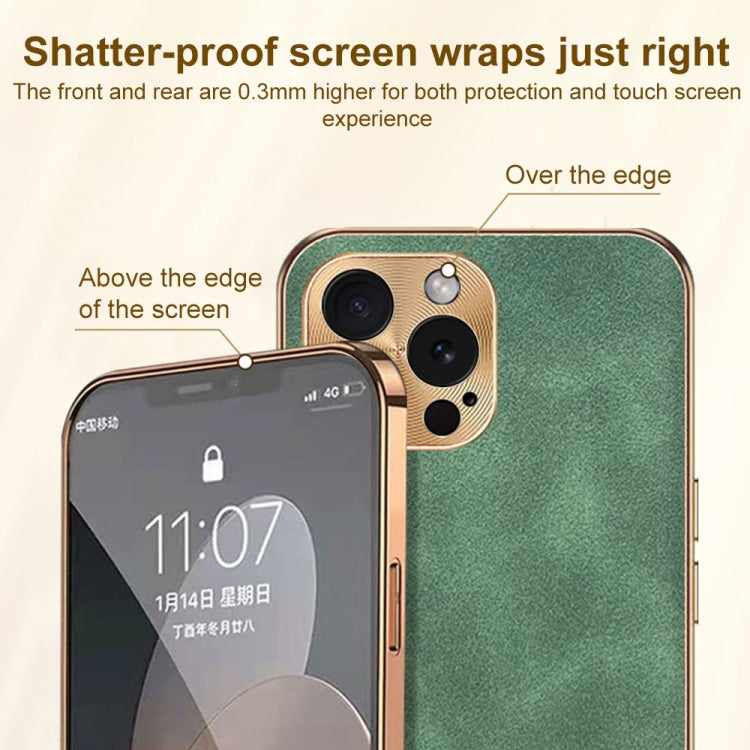 For iPhone 13 Electroplating Lambskin Leather Phone Case