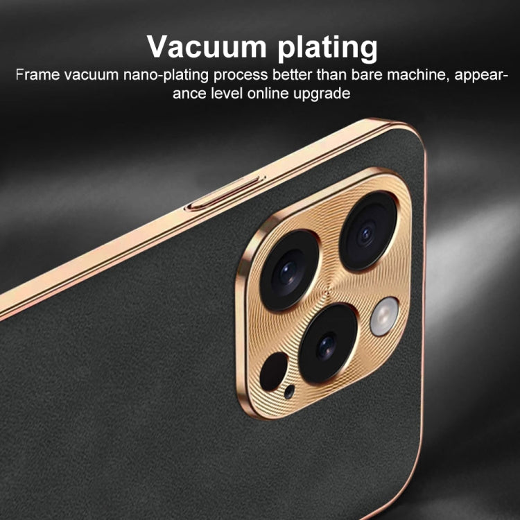 For iPhone 13 Electroplating Lambskin Leather Phone Case
