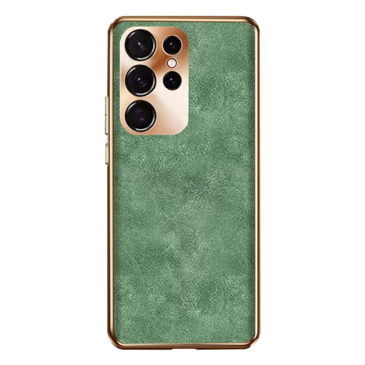 For Samsung Galaxy S23 Ultra 5G Electroplating Lambskin Leather Phone Case
