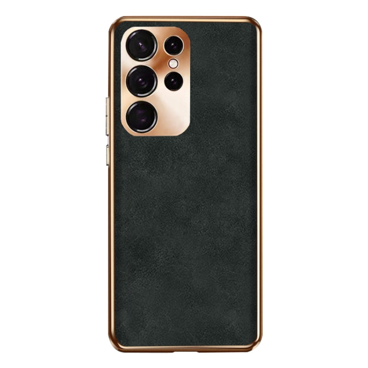 For Samsung Galaxy S23 Ultra 5G Electroplating Lambskin Leather Phone Case