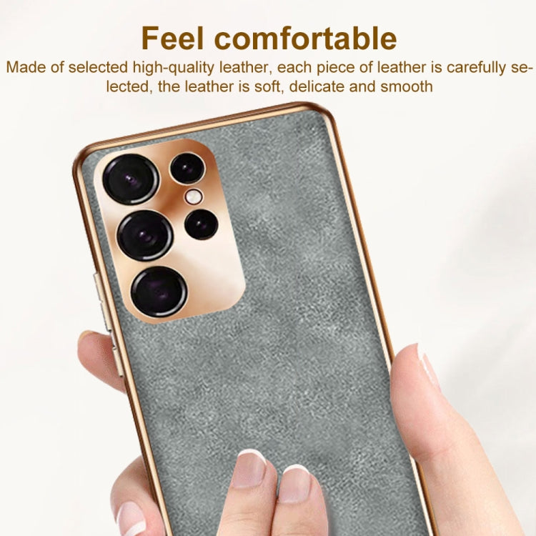For Samsung Galaxy S23 Ultra 5G Electroplating Lambskin Leather Phone Case