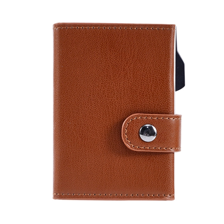 FY2401 RFID Anti-magnetic Triple Fold Crazy Horse Texture PU Card Bag - Brown