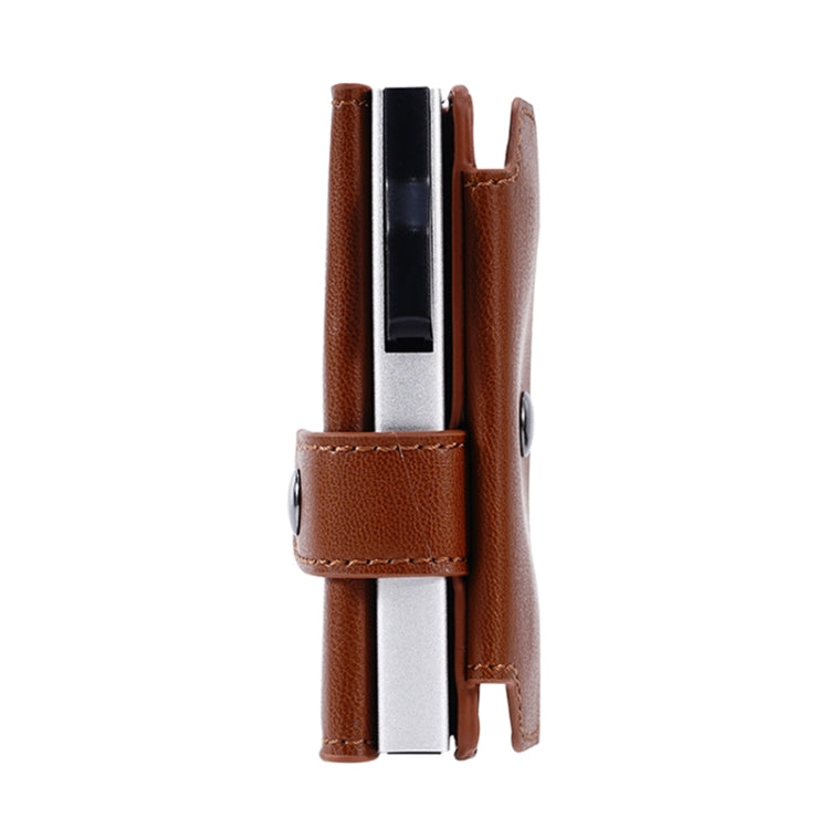 FY2401 RFID Anti-magnetic Triple Fold Crazy Horse Texture PU Card Bag - Brown