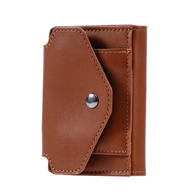 FY2401 RFID Anti-magnetic Triple Fold Crazy Horse Texture PU Card Bag - Brown