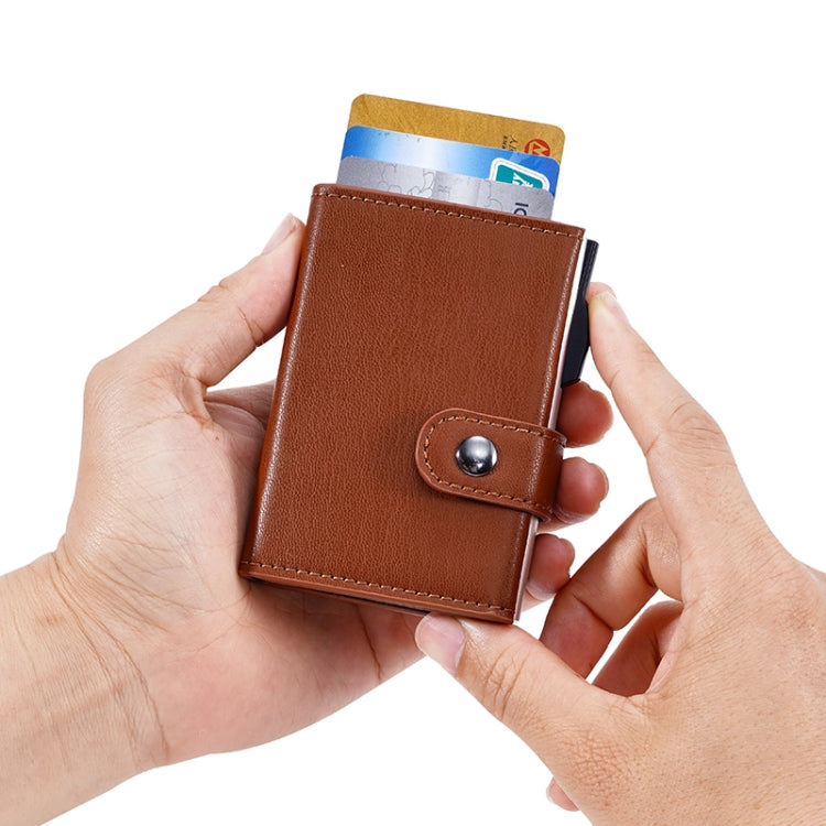 FY2401 RFID Anti-magnetic Triple Fold Crazy Horse Texture PU Card Bag - Brown