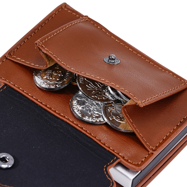 FY2401 RFID Anti-magnetic Triple Fold Crazy Horse Texture PU Card Bag - Brown