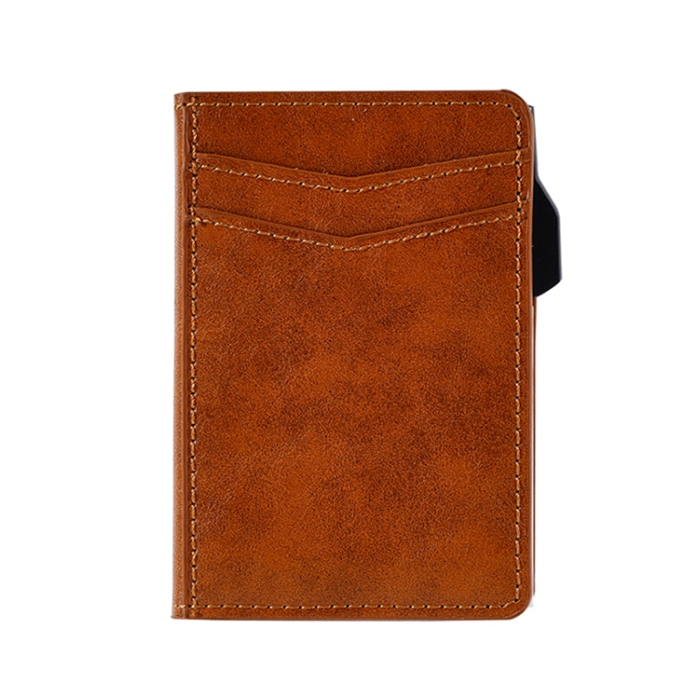 FY2402 RFID Anti-magnetic Crazy Horse Texture PU Card Bag - Brown