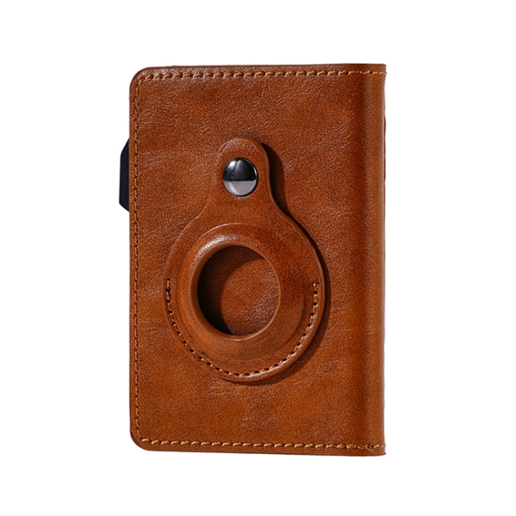 FY2402 RFID Anti-magnetic Crazy Horse Texture PU Card Bag - Brown