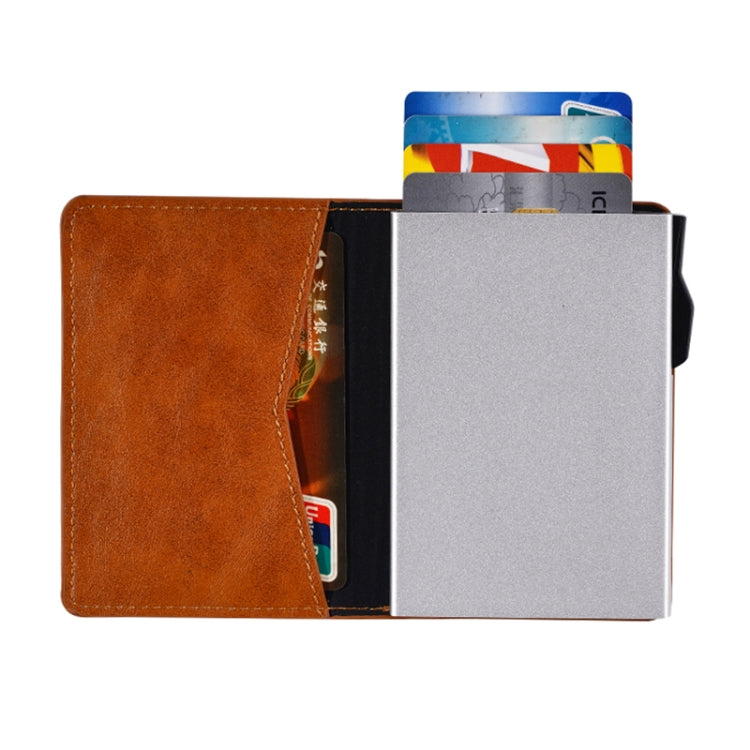 FY2402 RFID Anti-magnetic Crazy Horse Texture PU Card Bag - Brown