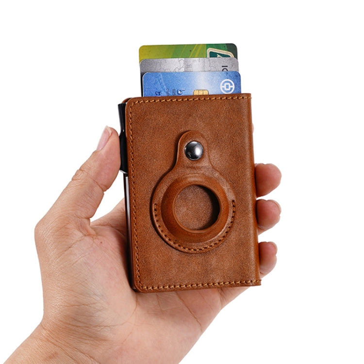 FY2402 RFID Anti-magnetic Crazy Horse Texture PU Card Bag - Brown