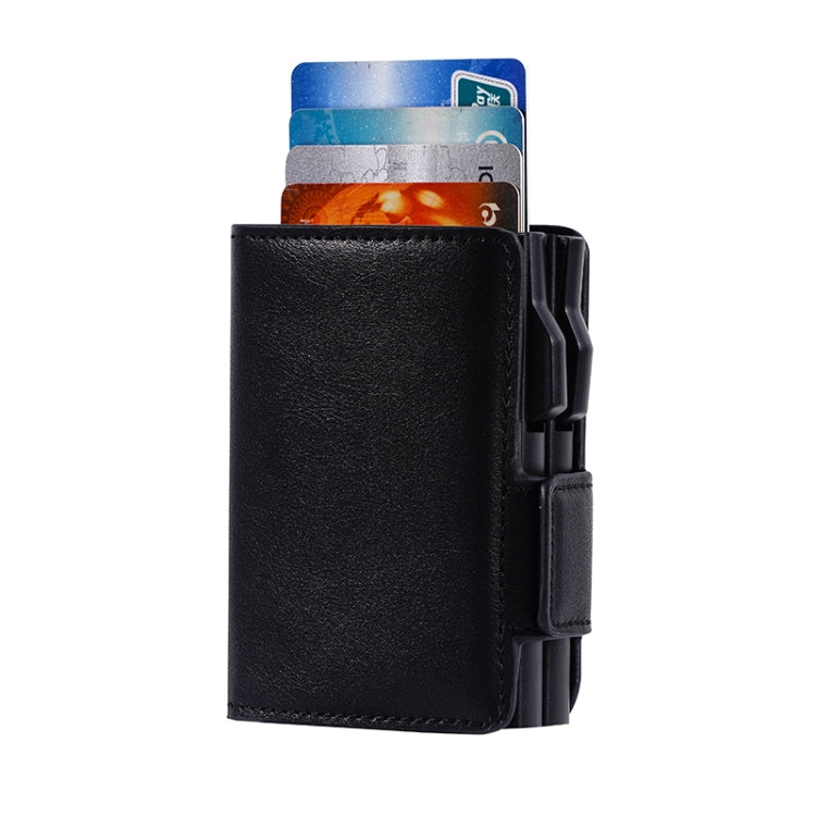 FY2403 RFID Anti-magnetic Crazy Horse Texture PU Dual Box Card Bag - Black