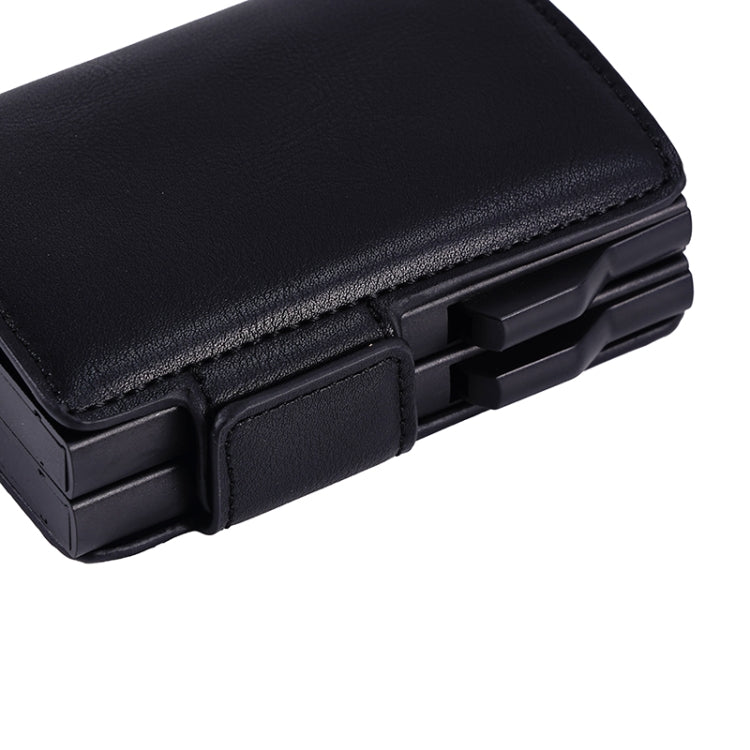 FY2403 RFID Anti-magnetic Crazy Horse Texture PU Dual Box Card Bag - Black