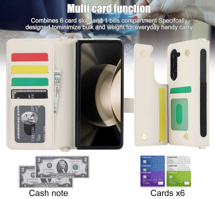 For Samsung Galaxy Z Fold5 Crossbody Multifunction Rhombic Leather Phone Case
