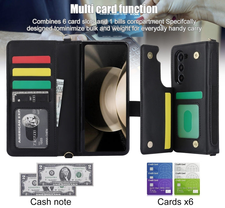 For Samsung Galaxy Z Fold5 Crossbody Multifunction Rhombic Leather Phone Case