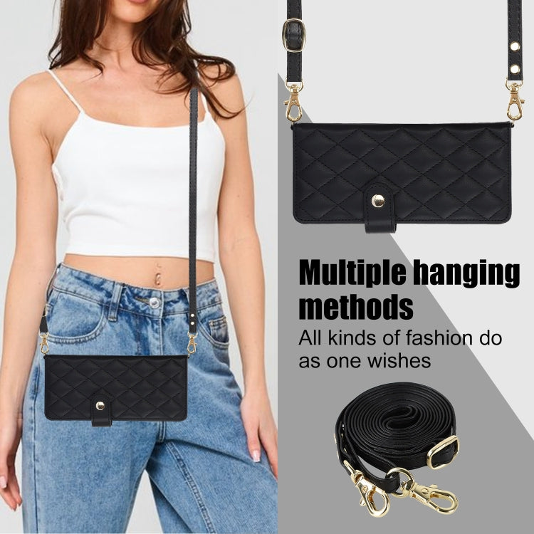 For Samsung Galaxy Z Fold5 Crossbody Multifunction Rhombic Leather Phone Case