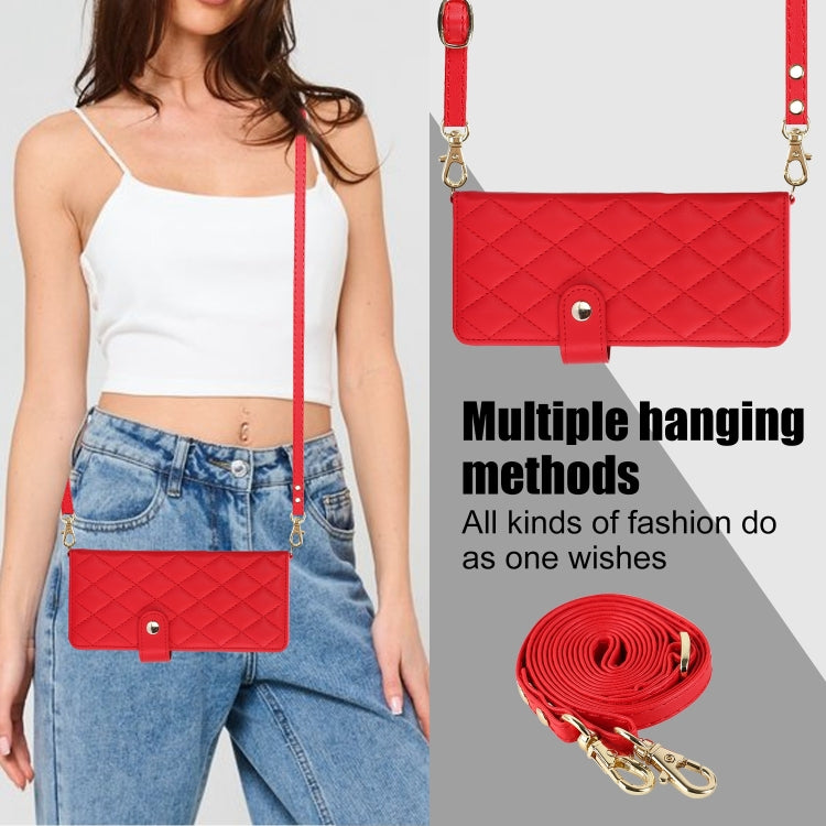 For Samsung Galaxy Z Fold5 Crossbody Multifunction Rhombic Leather Phone Case