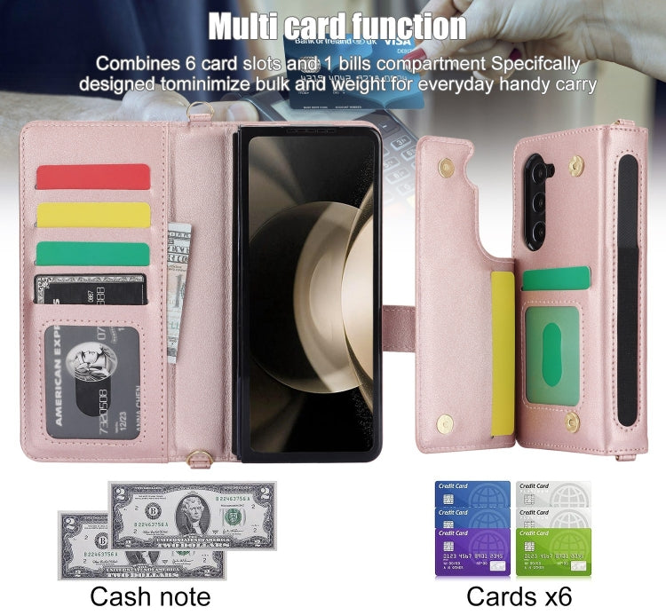 For Samsung Galaxy Z Fold5 Crossbody Multifunction Rhombic Leather Phone Case