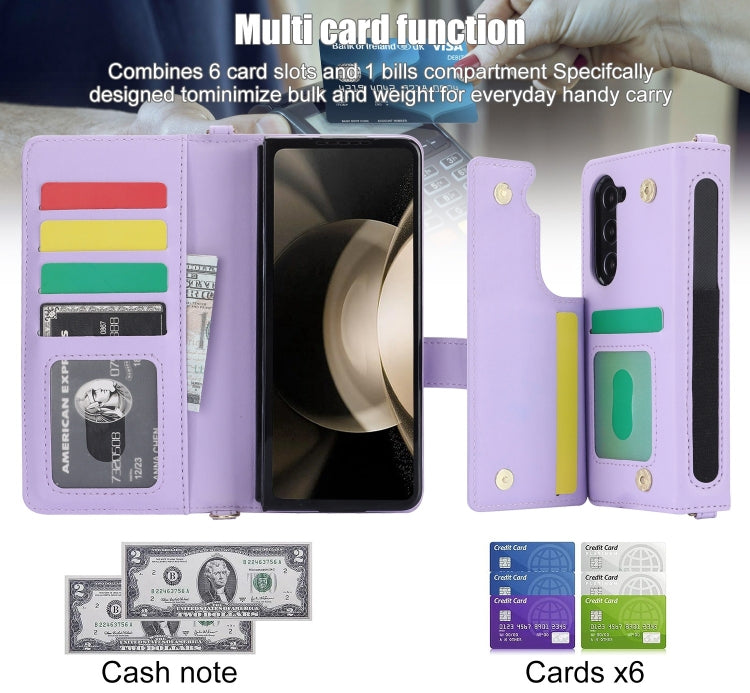 For Samsung Galaxy Z Fold5 Crossbody Multifunction Rhombic Leather Phone Case