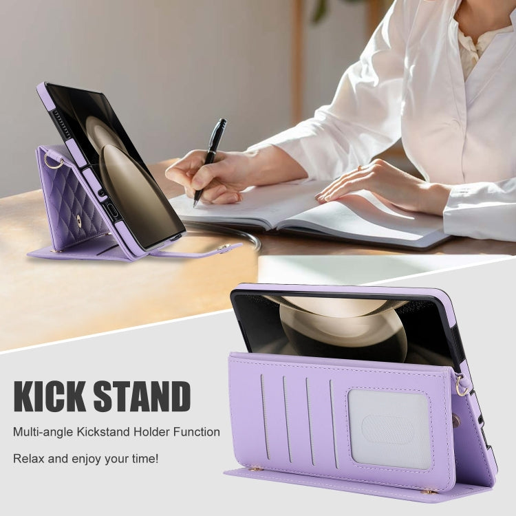 For Samsung Galaxy Z Fold5 Crossbody Multifunction Rhombic Leather Phone Case