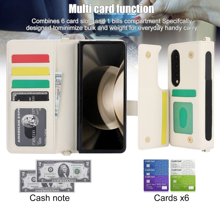 For Samsung Galaxy Z Fold4 Crossbody Multifunction Rhombic Leather Phone Case