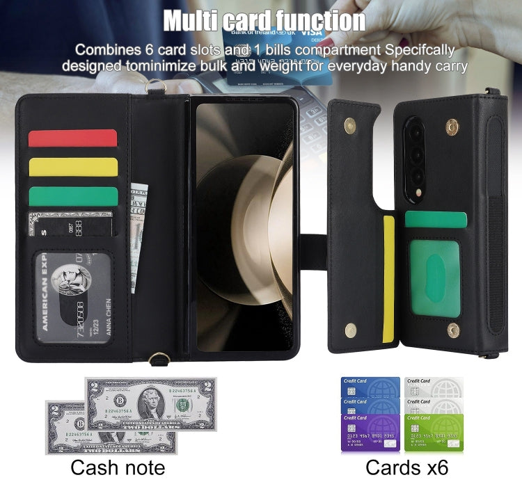 For Samsung Galaxy Z Fold4 Crossbody Multifunction Rhombic Leather Phone Case