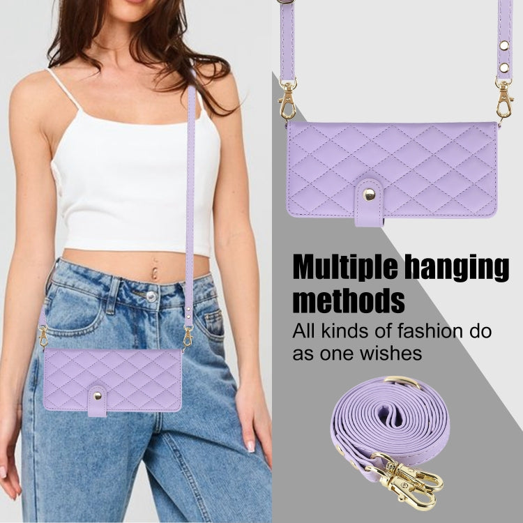 For Samsung Galaxy Z Fold4 Crossbody Multifunction Rhombic Leather Phone Case