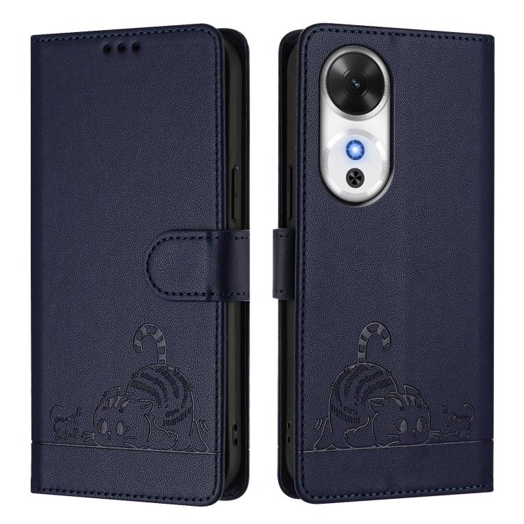 For Honor Play 60 5G Cat Rat Embossed Pattern RFID Leather Phone Case with Lanyard
