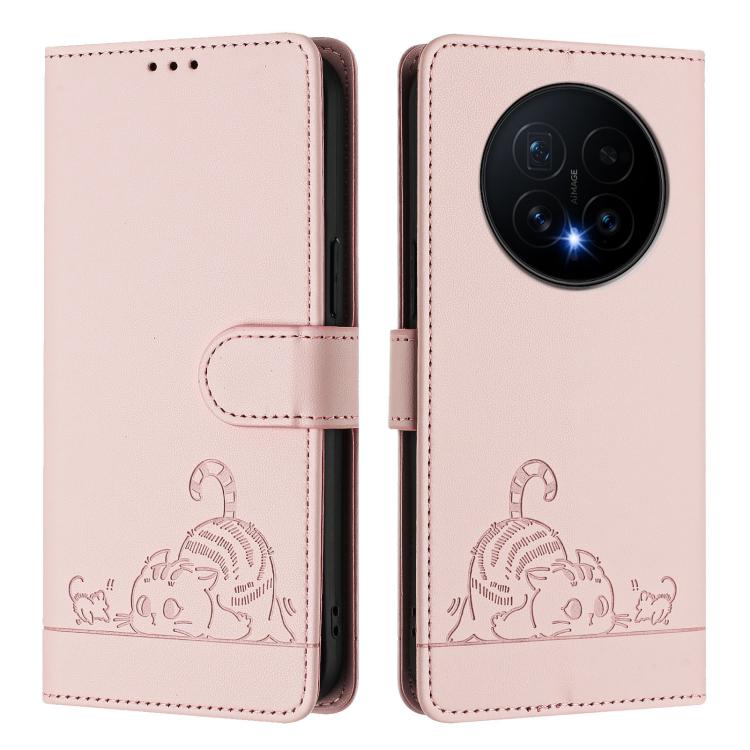 For Honor Magic8 Cat Rat Embossed Pattern RFID Leather Phone Case with Lanyard