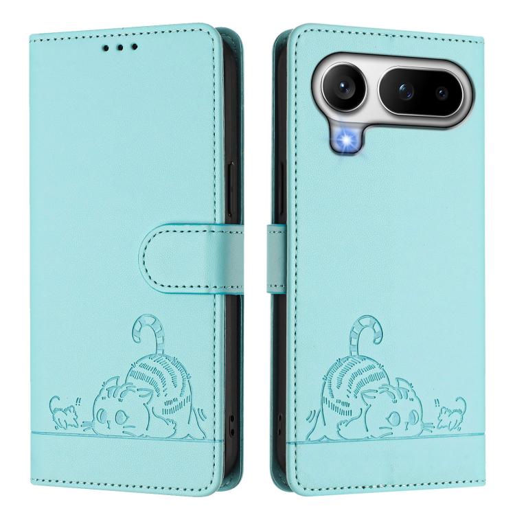 For Honor Magic8 Pro Air 5G Cat Rat Embossed Pattern RFID Leather Phone Case with Lanyard