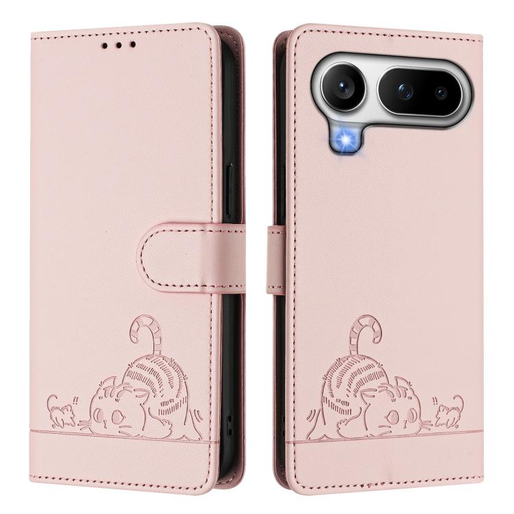 For Honor Magic8 Pro Air 5G Cat Rat Embossed Pattern RFID Leather Phone Case with Lanyard