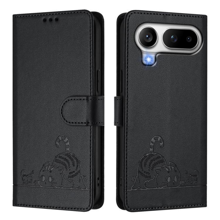For Honor Magic8 Pro Air 5G Cat Rat Embossed Pattern RFID Leather Phone Case with Lanyard