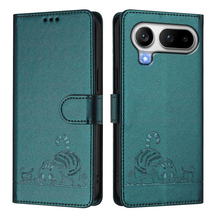 For Honor Magic8 Pro Air 5G Cat Rat Embossed Pattern RFID Leather Phone Case with Lanyard