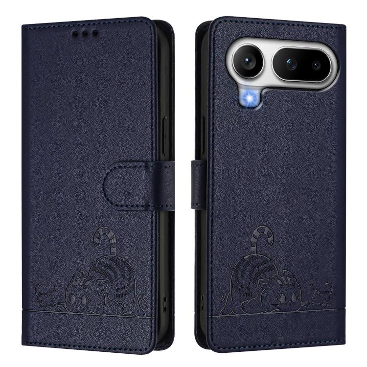 For Honor Magic8 Pro Air 5G Cat Rat Embossed Pattern RFID Leather Phone Case with Lanyard