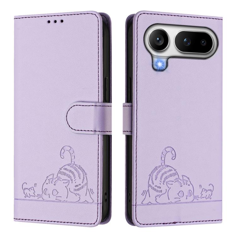 For Honor Magic8 Pro Air 5G Cat Rat Embossed Pattern RFID Leather Phone Case with Lanyard