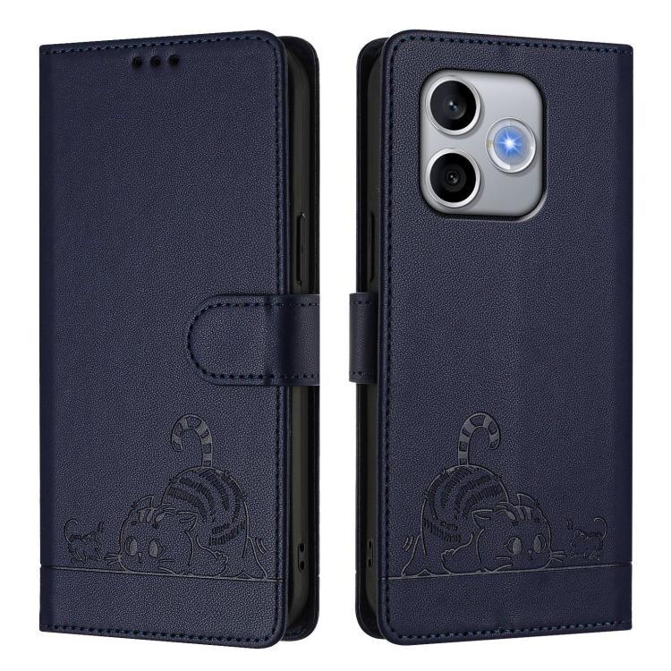 For Honor 600 Lite Global Cat Rat Embossed Pattern RFID Leather Phone Case with Lanyard
