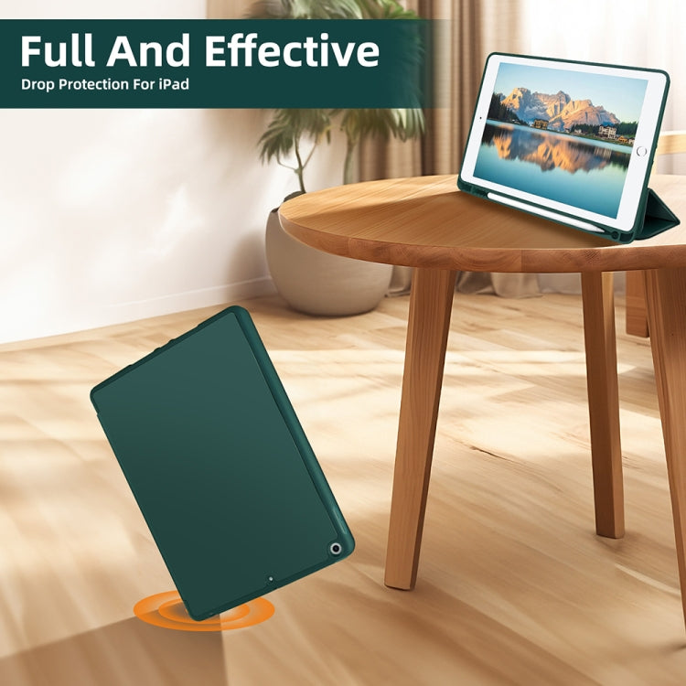 For iPad 10.2 2021 / 2020 / 2019 3-fold TPU Smart Leather Tablet Case with Pen Slot
