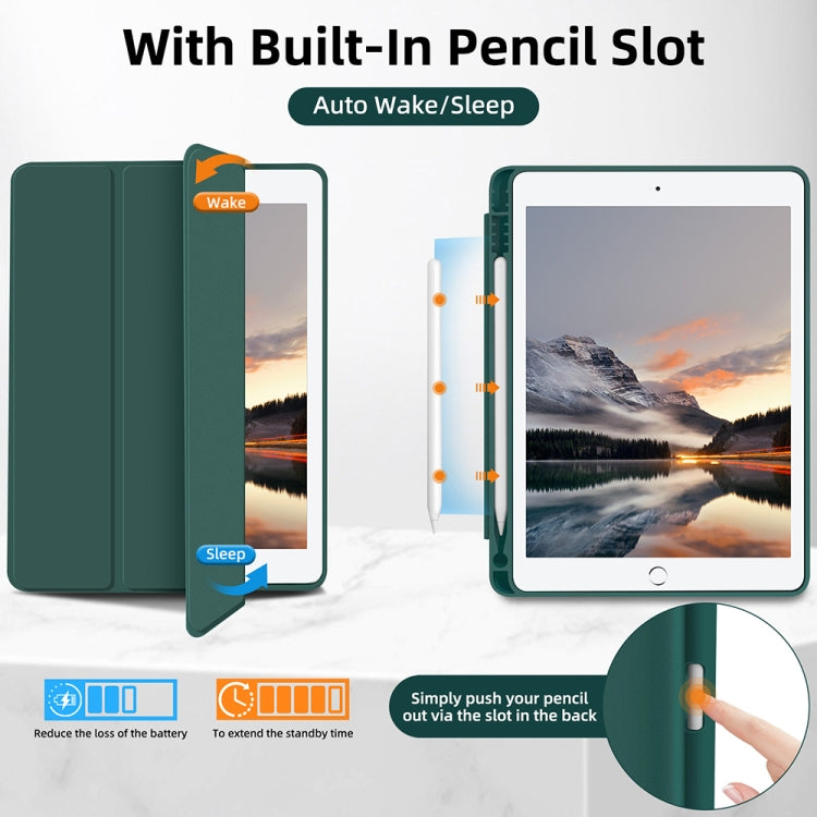 For iPad 10.2 2021 / 2020 / 2019 3-fold TPU Smart Leather Tablet Case with Pen Slot