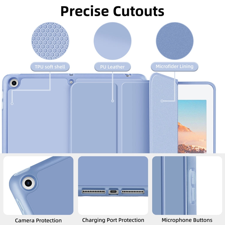 For iPad 10.2 2021 / 2020 / 2019 3-fold TPU Smart Leather Tablet Case with Pen Slot
