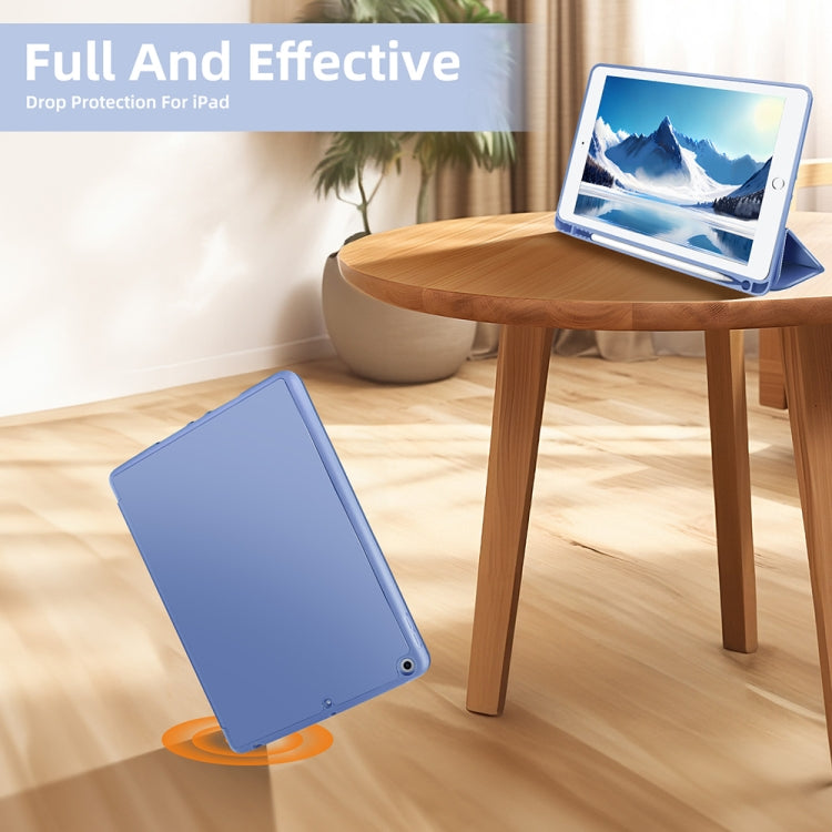 For iPad 10.2 2021 / 2020 / 2019 3-fold TPU Smart Leather Tablet Case with Pen Slot