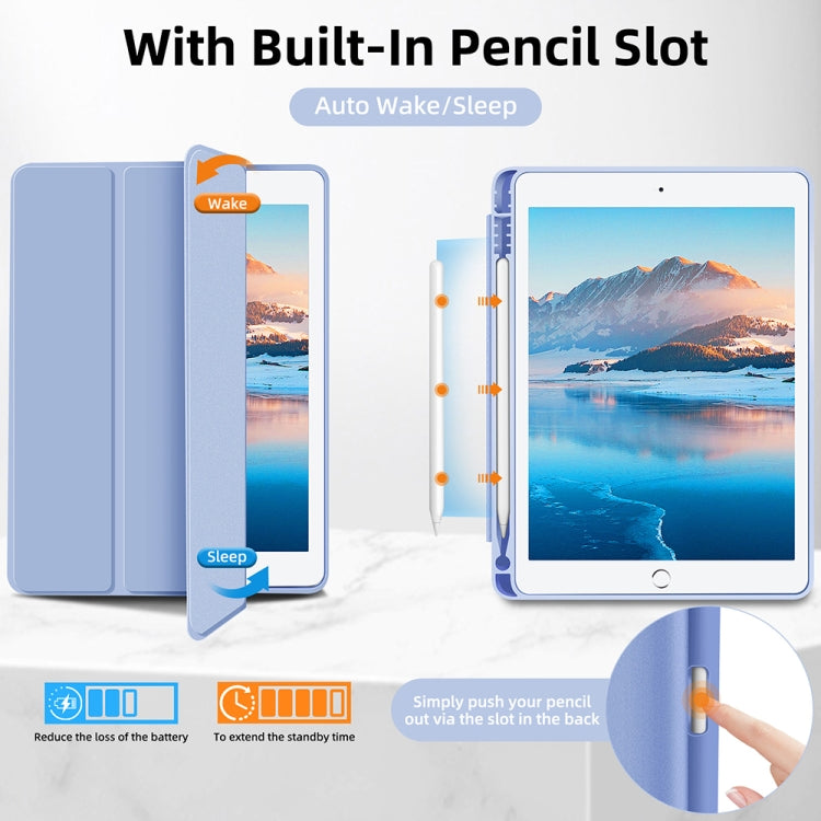 For iPad 10.2 2021 / 2020 / 2019 3-fold TPU Smart Leather Tablet Case with Pen Slot