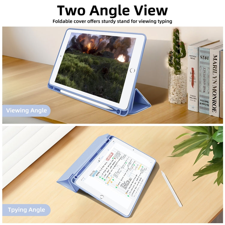 For iPad 10.2 2021 / 2020 / 2019 3-fold TPU Smart Leather Tablet Case with Pen Slot